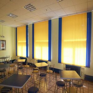 vertical blinds yellow and blue
